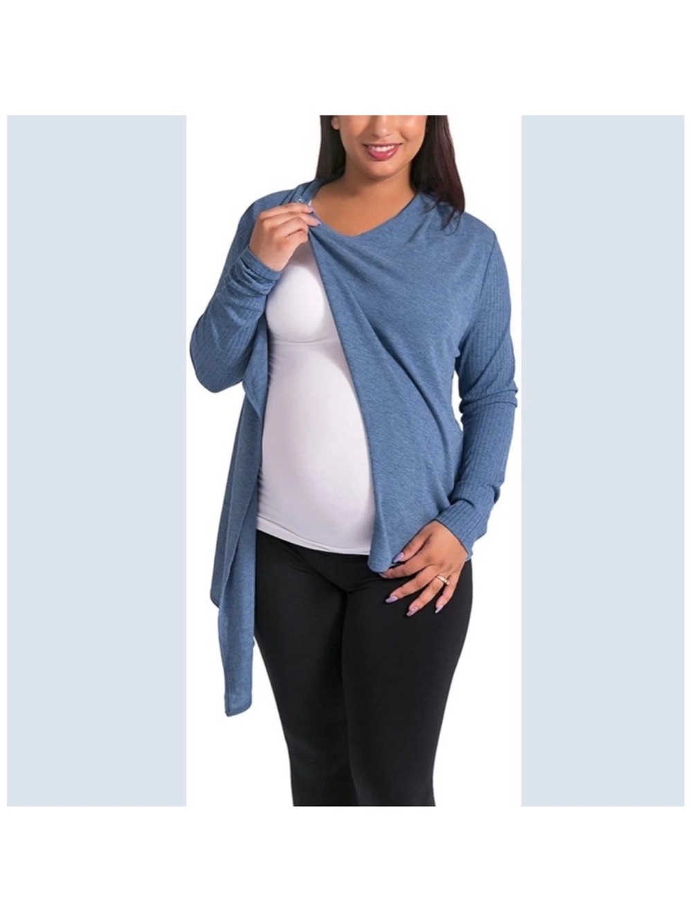 Kindred Bravely Maya Nursing Wrap Sweater Hoodie - Blue - size Medium